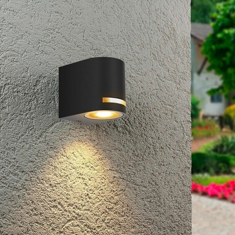 foto del prodotto applique led luce calda lampada da parete muro faretto gu10 8 w ip54 nero