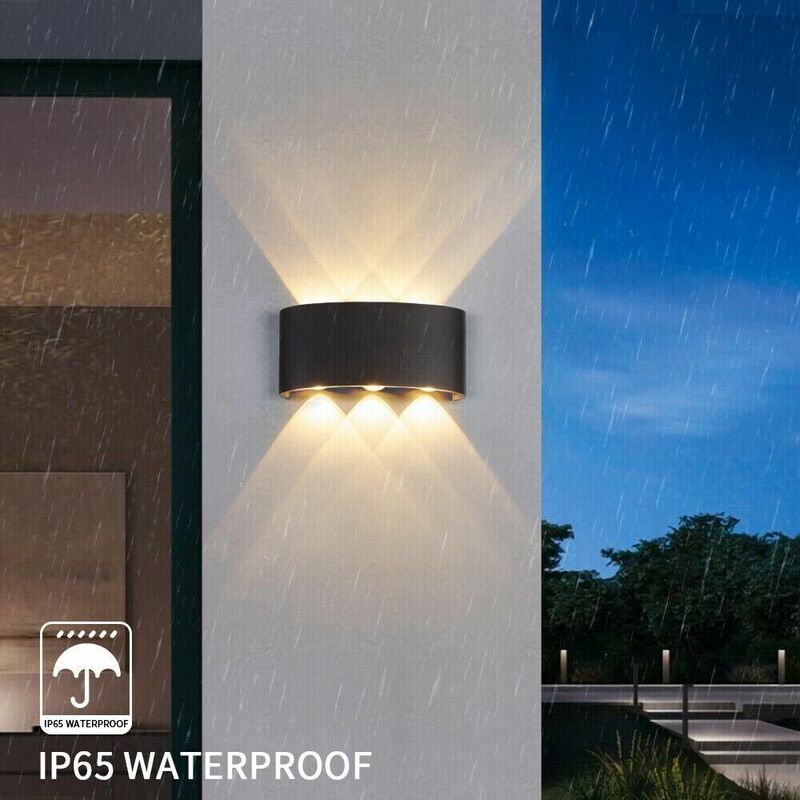 foto del prodotto applique led luce naturale 4000k lampada 16 w 6 cob da parete ip65 nero