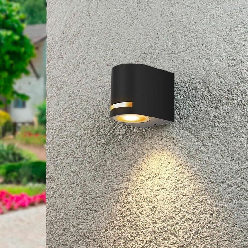 foto del prodotto applique led luce naturale lampada da parete muro faretto gu10 8w ip54 nero