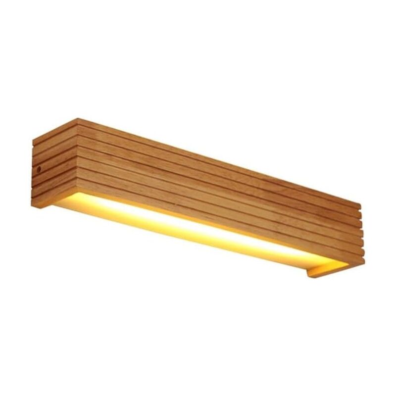 foto del prodotto applique led moderna vintage in legno massello color legno 35 x 8 x 8 cm 