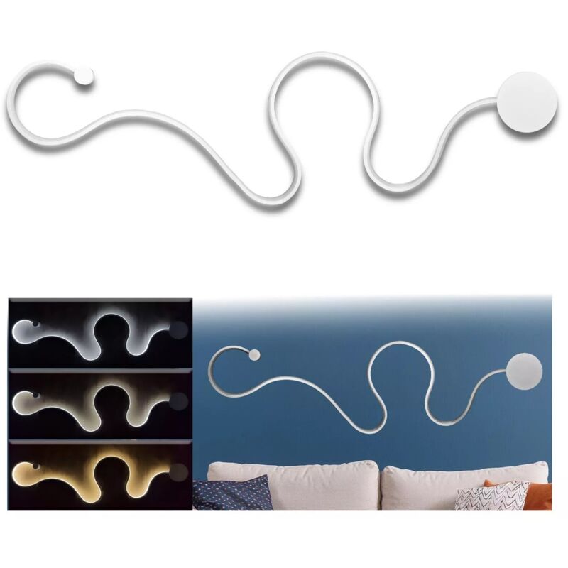 foto del prodotto applique led moderno curvo 28w dimmerabile 3000k 6500k, illuminazione regolabile per ambienti interni maka