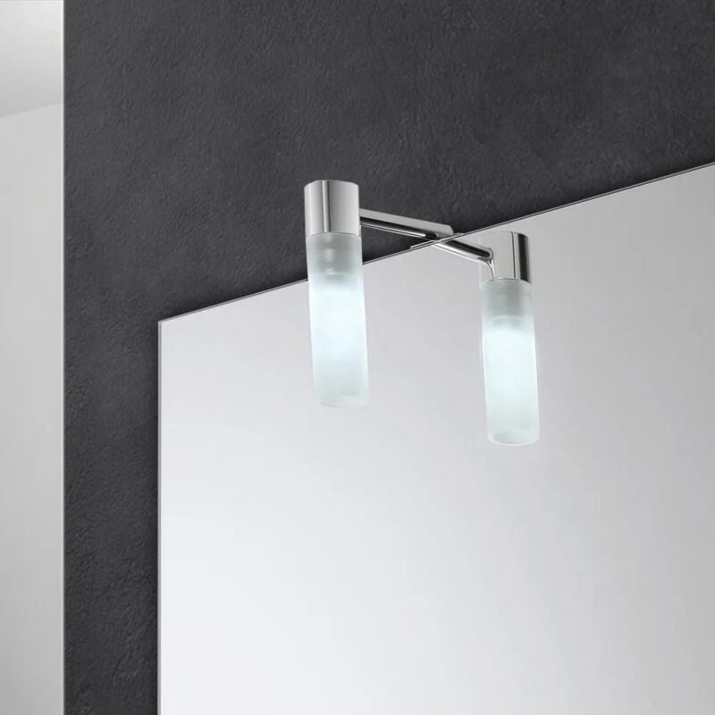foto del prodotto applique led naturale in acciaio e vetro per specchio a filo