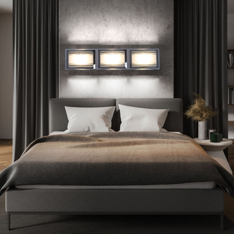 foto del prodotto applique led parete sport cromo alu vetro corridoio luce soggiorno lampada 3x 5w