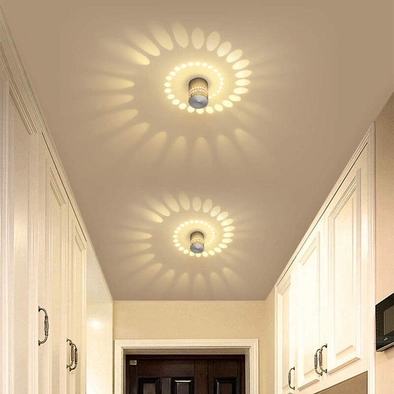 foto del prodotto applique led per interno, 3w moderna lampada da parete in alluminio, effetto spirale lampada per corridoio cucina isaland camera da letto scala