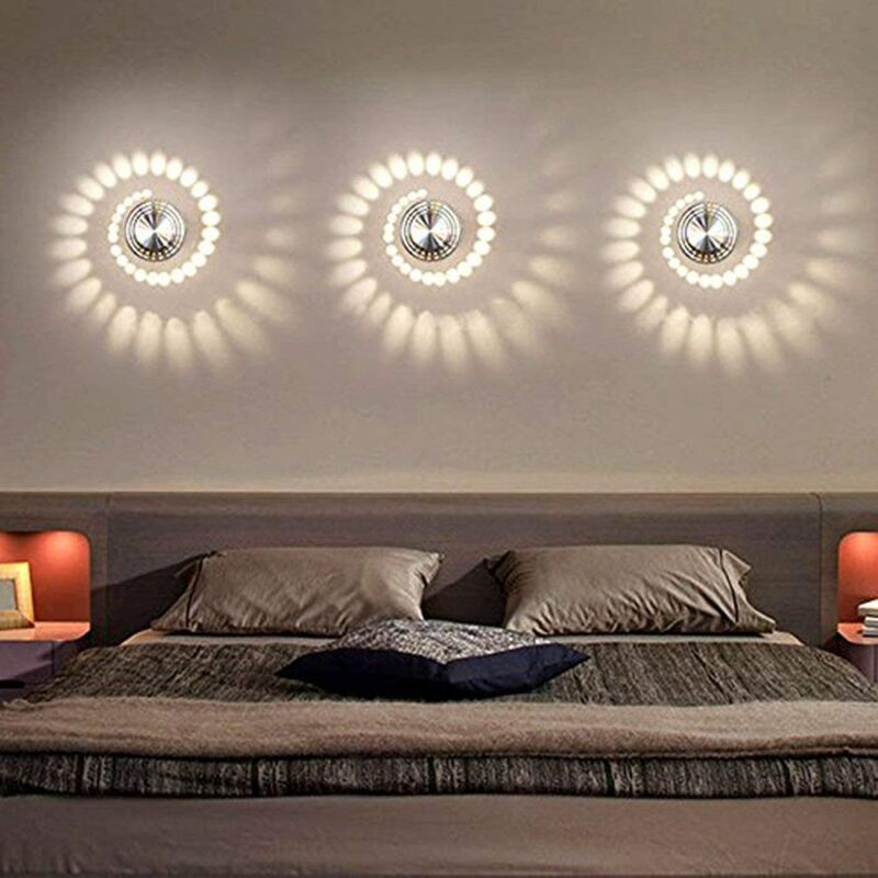 foto del prodotto applique led per interno, 3w moderna lampada da parete in alluminio, effetto spirale lampada per corridoio cucina isaland camera da letto scala