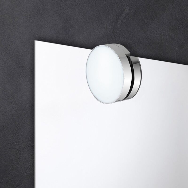 foto del prodotto applique led per specchio a filo con luce naturale in abs cromato