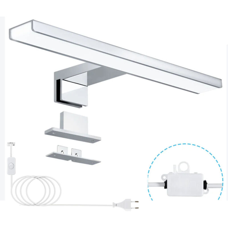 foto del prodotto applique led per specchio, plafoniera lampada a morsetto, luce per trucco, led integrato in modo permanente, 30 cm spina ue con interruttore