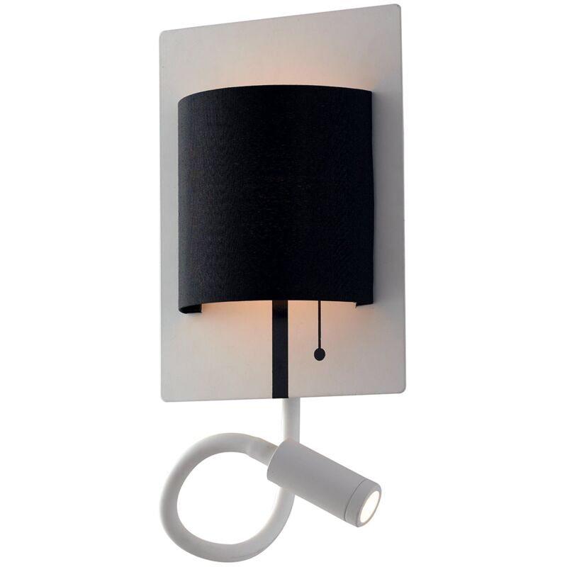foto del prodotto applique led pop in metallo bianco con paralume nero e braccio flessibile 