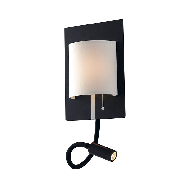 foto del prodotto applique led pop in metallo nero con paralume bianco e braccio flessibile 