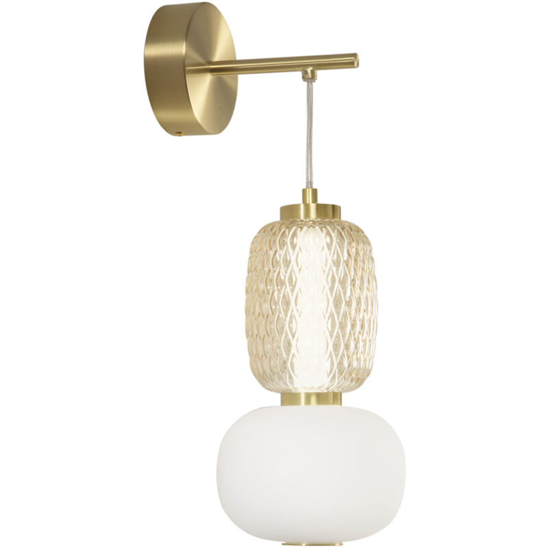 foto del prodotto applique led totem in metallo oro con diffusori bianchi e ambra 18w 3000k 