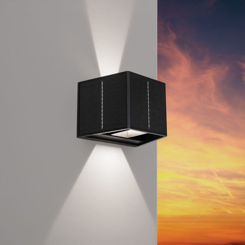 foto del prodotto applique led up down solare quadrato nero 3.30w 3000k udsol-091530 - century