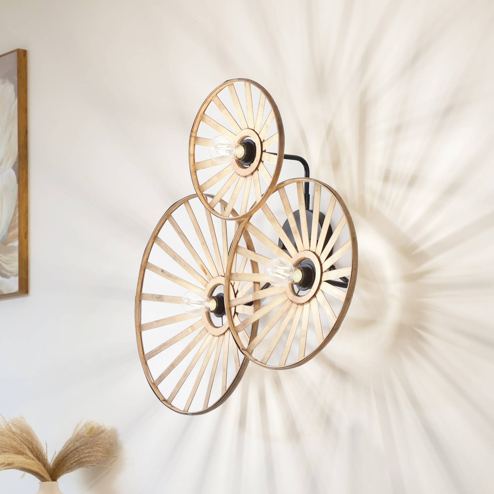 foto del prodotto applique lindby evandor, colore naturale, bamb , a 3 luci, e27
