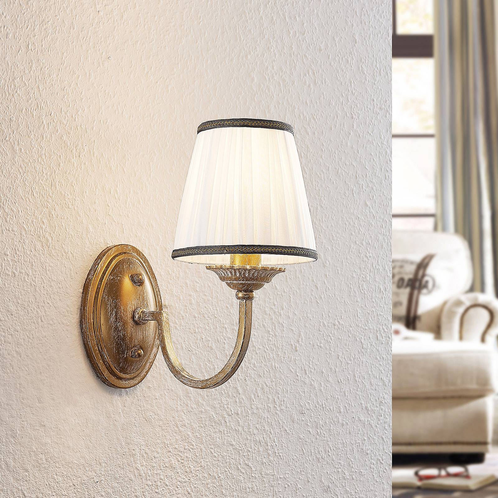 foto del prodotto applique lindby lumiel, crema ottone, tessuto, 27 cm