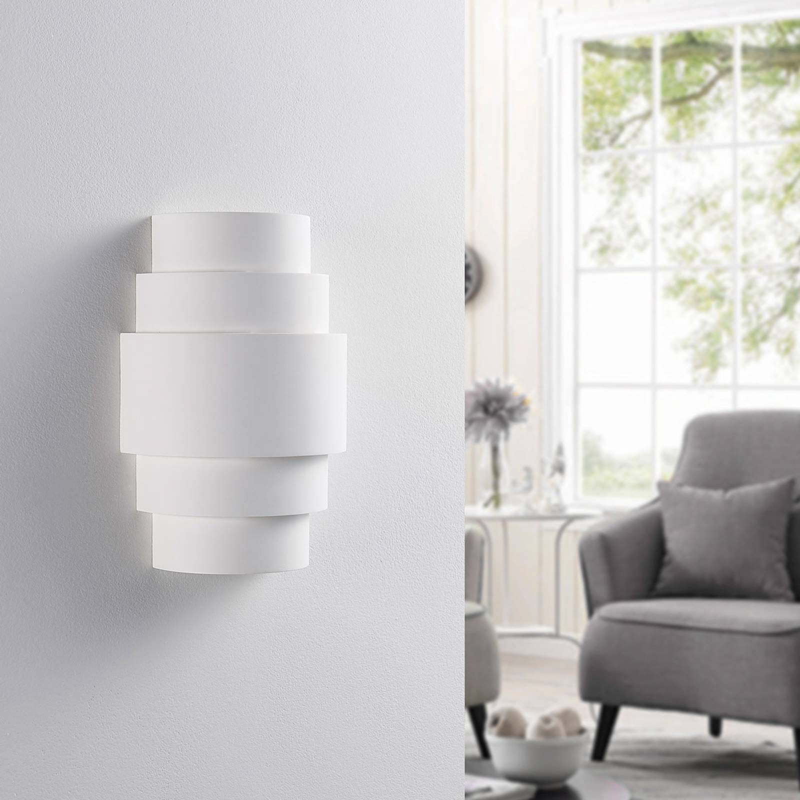 foto del prodotto applique lindby marit, altezza 30 cm, bianco, gesso, e14