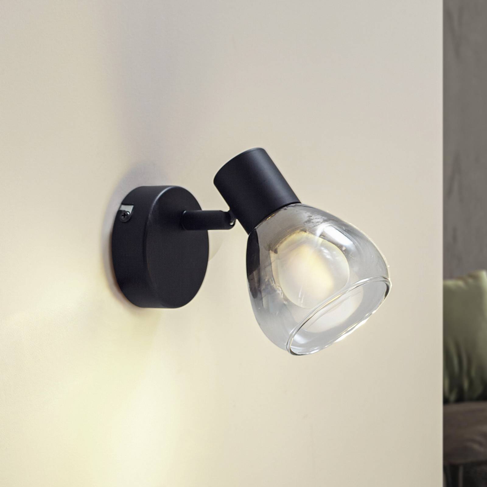 foto del prodotto applique lindby pendura, 9 cm, nero, vetro