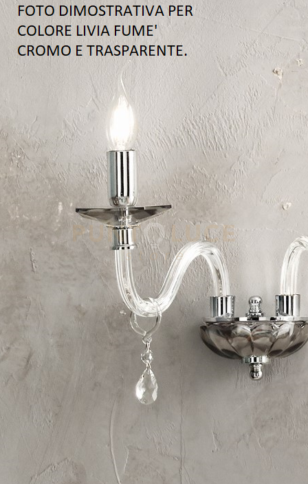 foto del prodotto applique livia 1 luci fume trasparente e cromo attacco e14 l.12cm