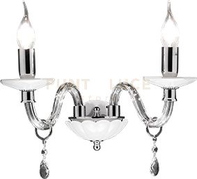 foto del prodotto applique livia 2 luci bianco- trasparente e cromo attacco e14 l.35cm