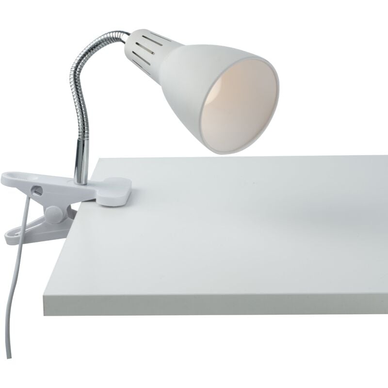 foto del prodotto applique logiko in metallo bianco con diffusore orientabile e pinza 