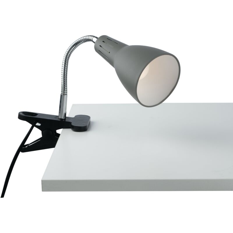 foto del prodotto applique logiko in metallo grigio con diffusore orientabile e pinza 