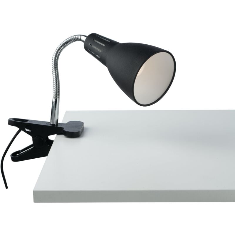 foto del prodotto applique logiko in metallo nero con diffusore orientabile e pinza 