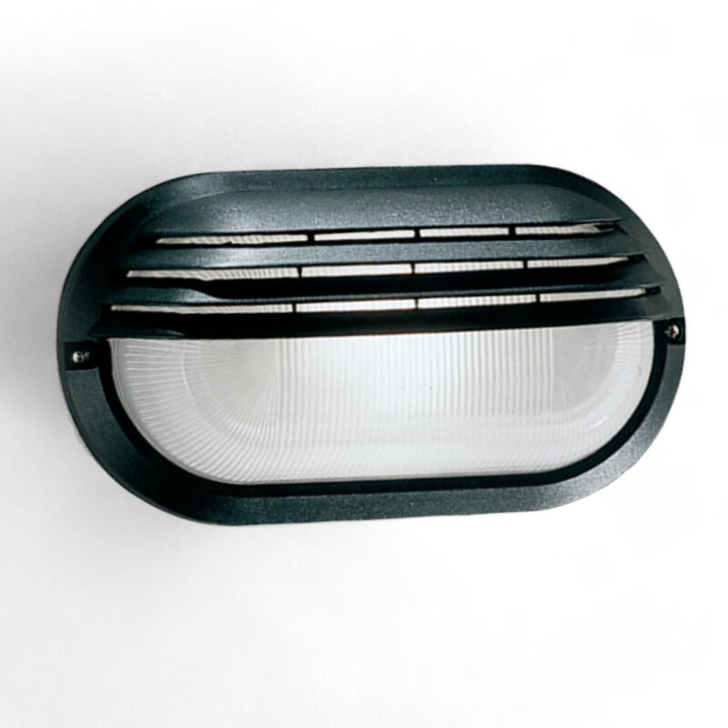foto del prodotto applique luce plafoniera ovale palpebra colore nero illuminazione da esterno