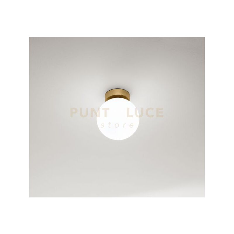 foto del prodotto applique maga 1 luce in vetro bianco e metallo colore oro attacco g9 d.15cm