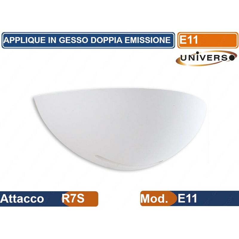 foto del prodotto applique mezza luna in gesso vericiabile con doppia emissione luminosa 50w portalampada r7s