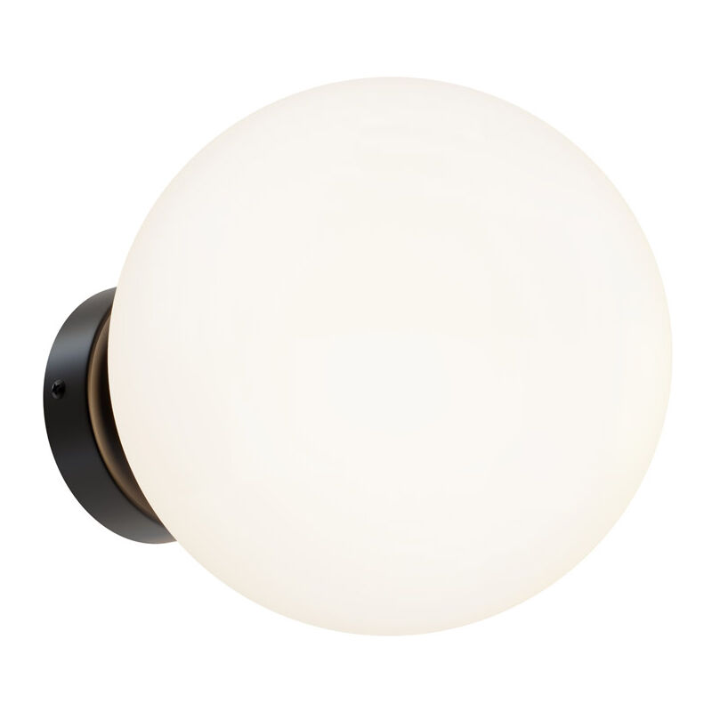 foto del prodotto applique minimal basic form grande in metallo nera 1 luce e diffusore bianco