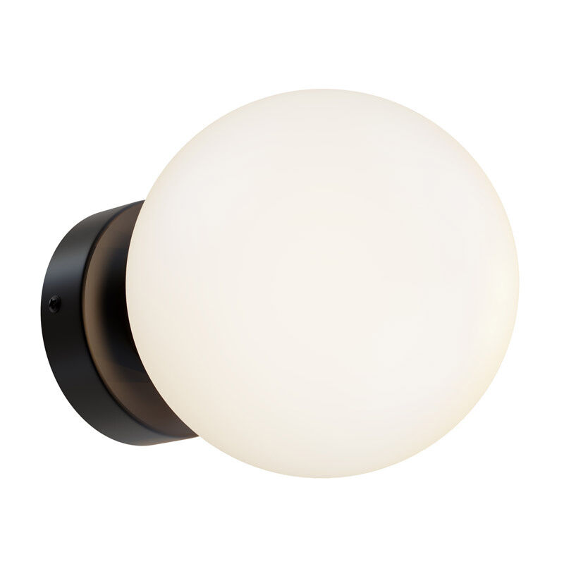 foto del prodotto applique minimal basic form piccola in metallo nera 1 luce e diffusore bianco