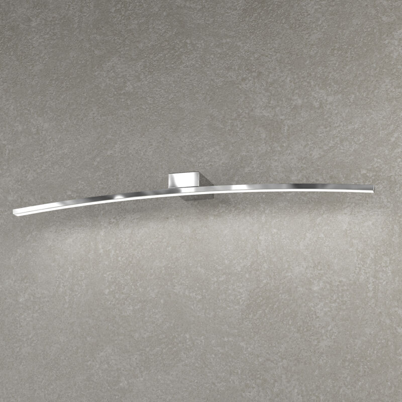 foto del prodotto applique moderna curved metallo cromo diffusore bianco led 11,2w calda 70cm
