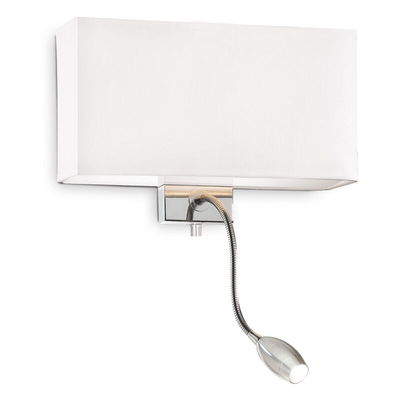 foto del prodotto applique moderna hotel metallo bianco e cromo 2 luci e27 led 1,5w