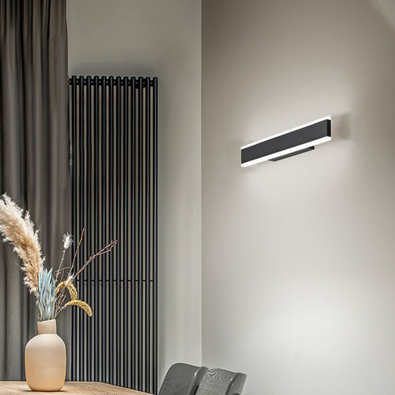 foto del prodotto applique moderna kante metallo nero acrilico led 16w cct 3000 4000 6000k