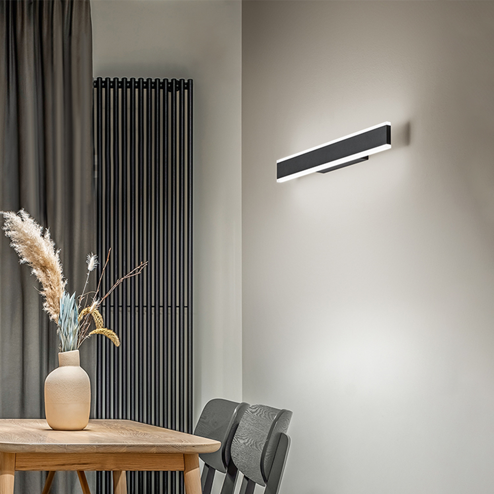 foto del prodotto applique moderna kante metallo nero acrilico led 24w cct 3000 4000 6000k