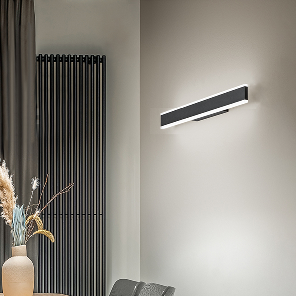 foto del prodotto applique moderna kante metallo nero acrilico led 32w cct 3000 4000 6000k