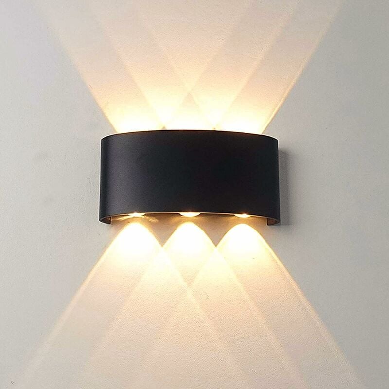 foto del prodotto applique moderna luce a led lampada da parete muro da 16w per esterno nero luce calda 3000k