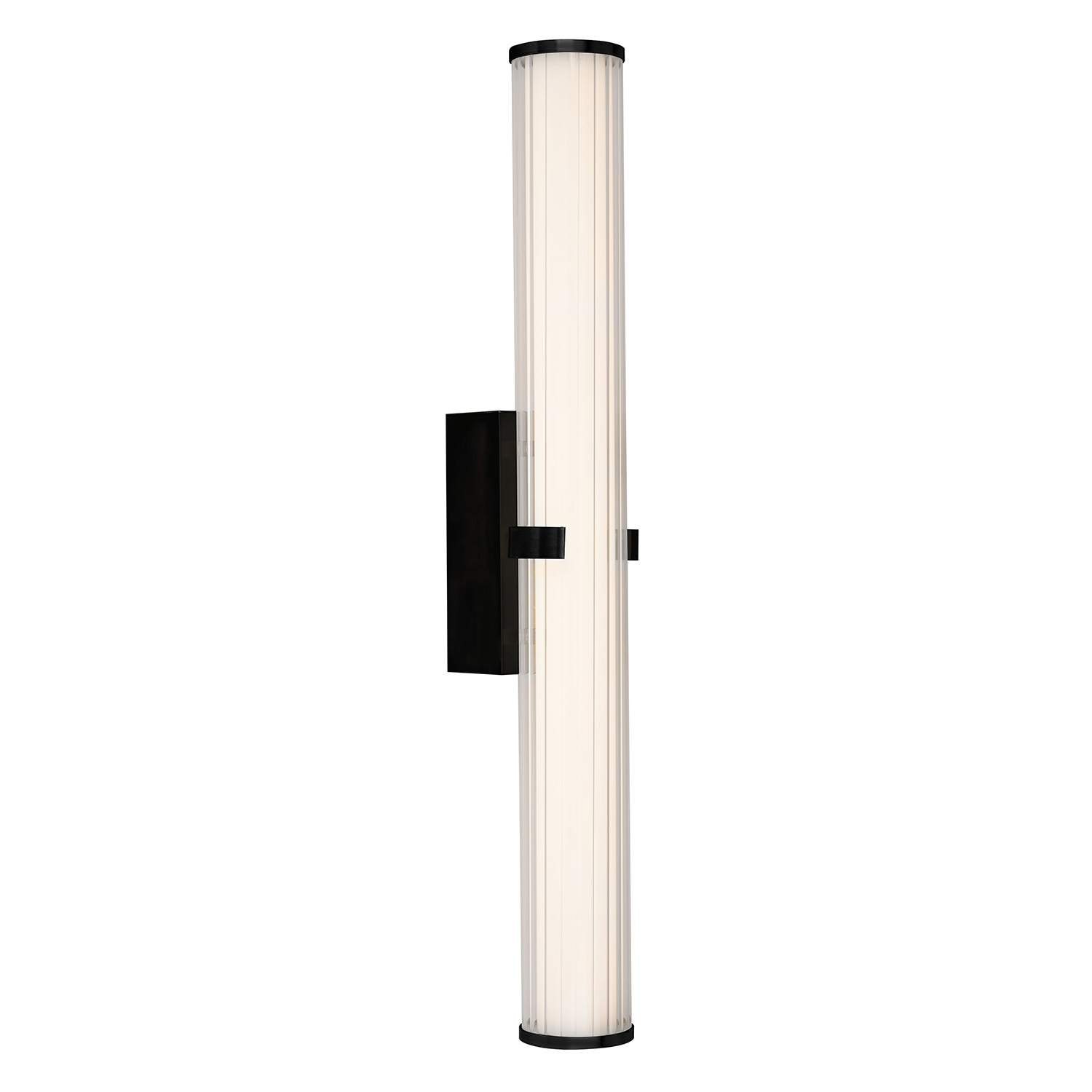 foto del prodotto applique moderna morsetto acciaio nero vetro bianco led 23w 3000k