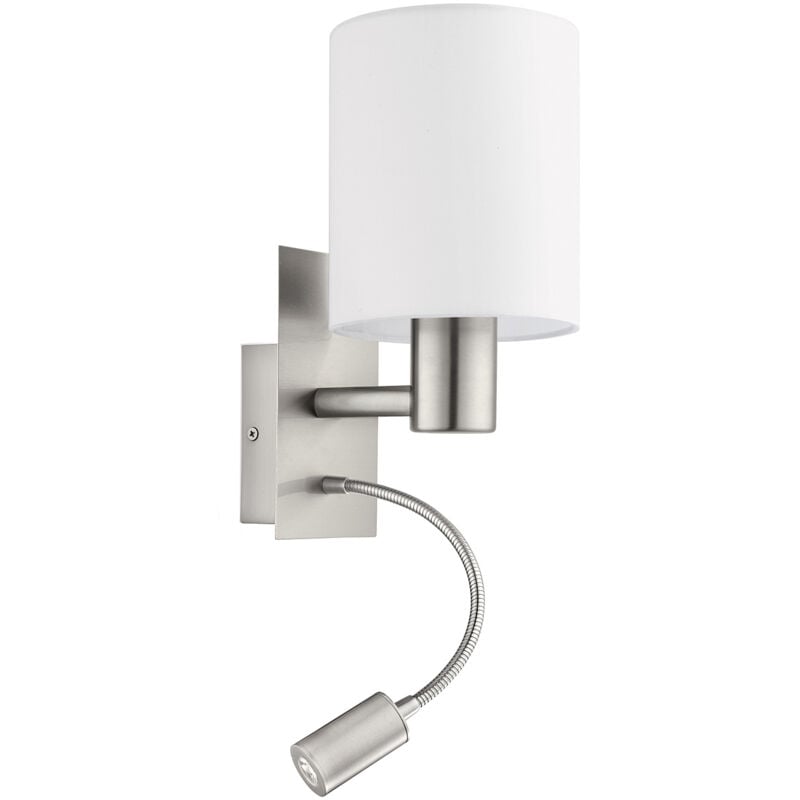 foto del prodotto applique moderna pasteri acciaio nichel satinato stoffa bianco 1 luce e27 ip20