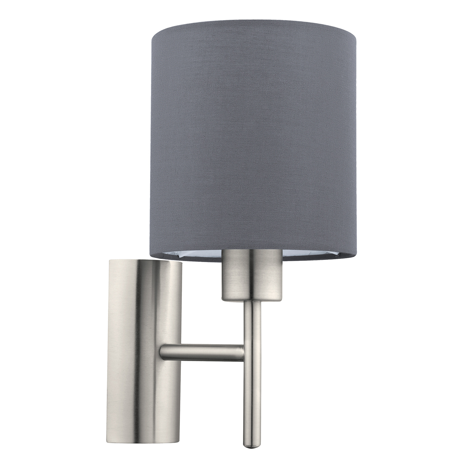 foto del prodotto applique moderna pasteri acciaio nichel satinato stoffa grigio 1 luce e27