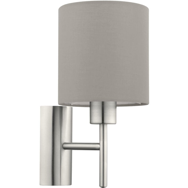 foto del prodotto applique moderna pasteri acciaio nichel satinato stoffa tortora 1 luce e27 ip20