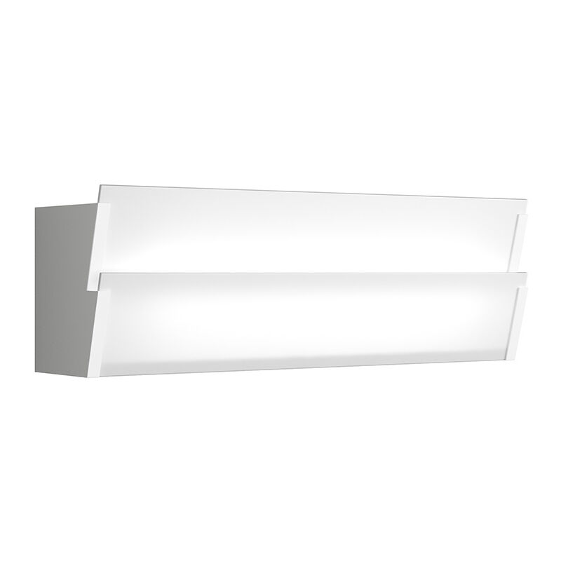 foto del prodotto applique moderna roof metallo bianco diffusore vetro extrachiaro 2 luci e27