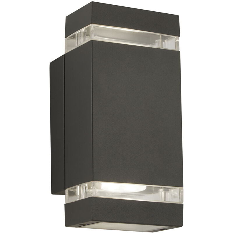 foto del prodotto applique moderna sheffield alluminio grigio policarbonato 2 luci gu10
