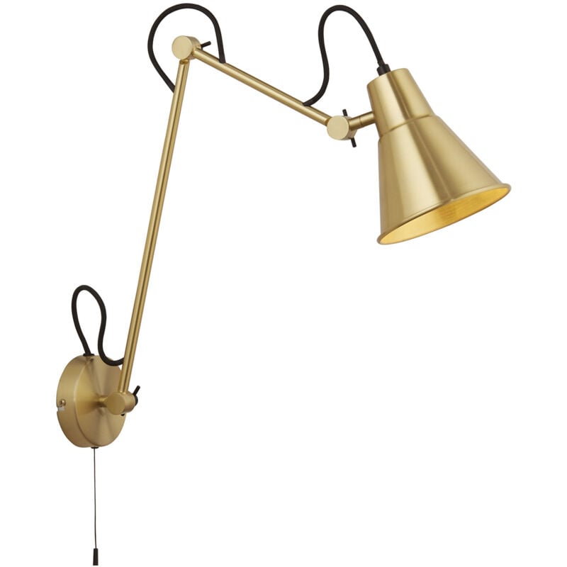 foto del prodotto applique moderna swinf arm acciaio ottone 1 luce e27