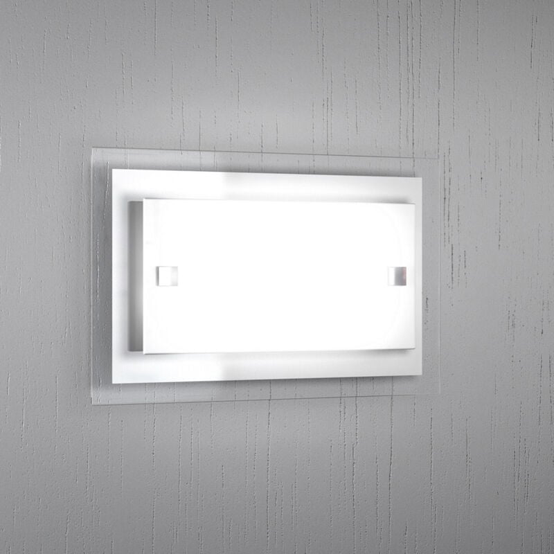 foto del prodotto applique moderna tray metallo e vetro bianco 1 luce e27