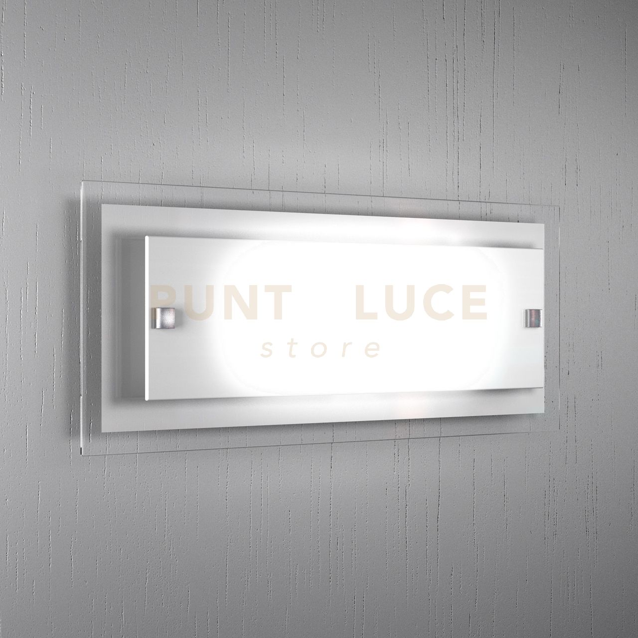 foto del prodotto applique moderna tray metallo e vetro bianco 2 luci e27