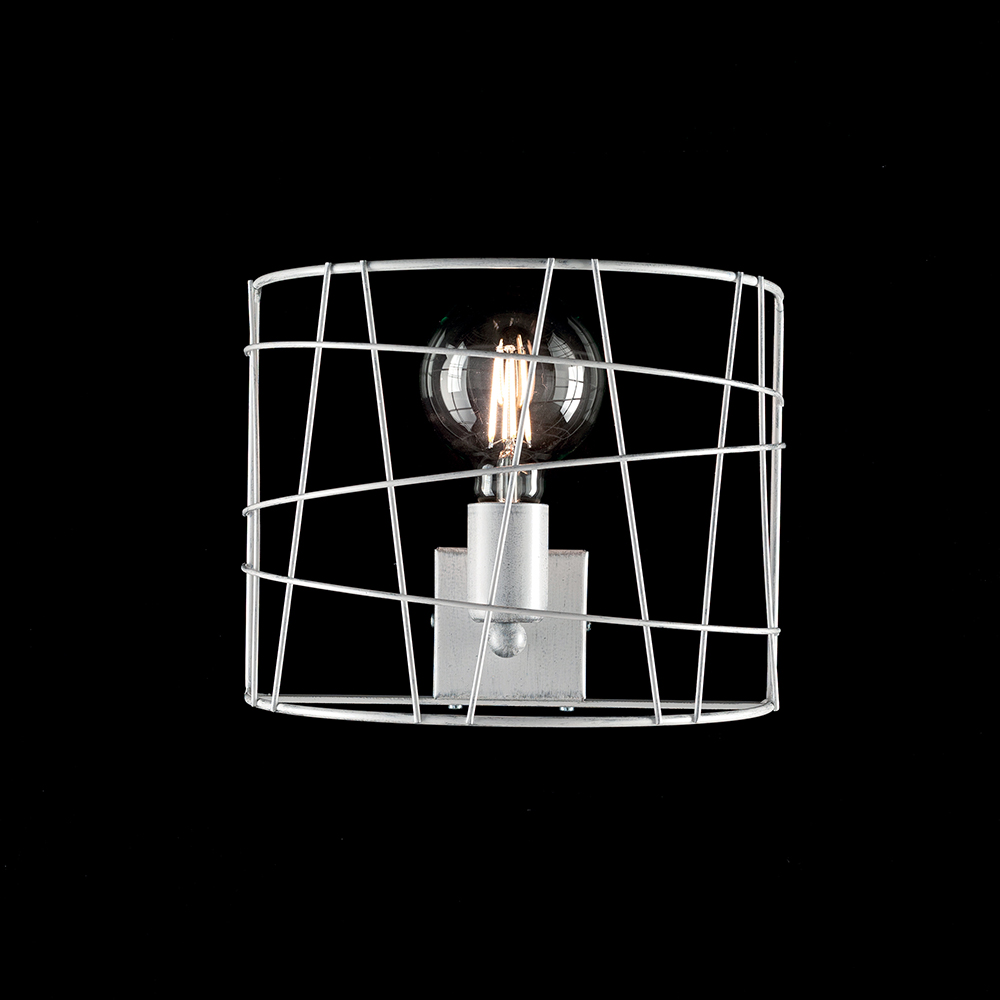 foto del prodotto applique moderno 1 luce stuttura con fili ferro bianco e argento serie joia