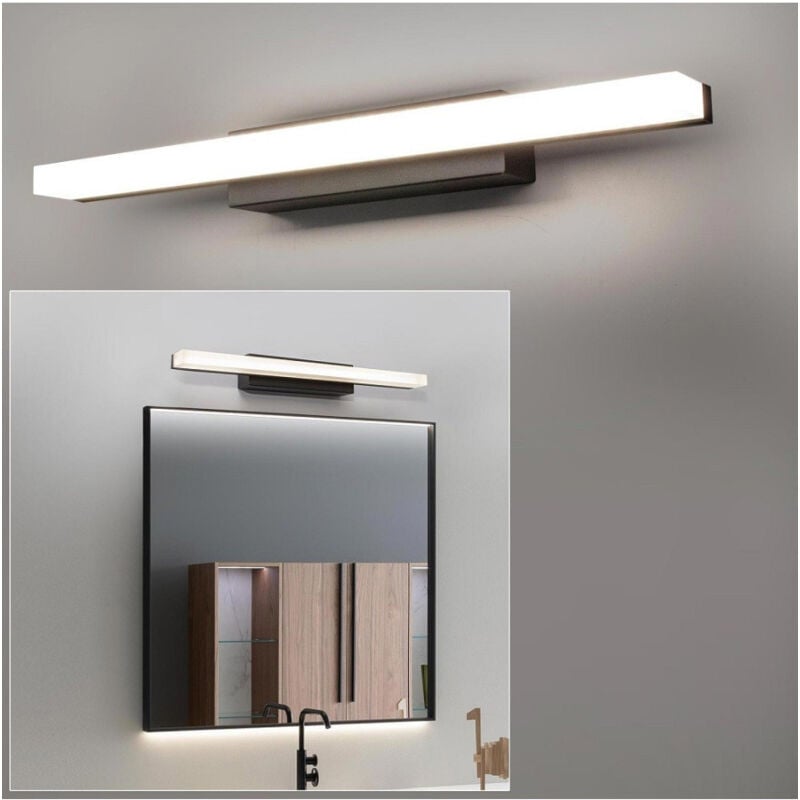 foto del prodotto applique moderno nero lampada parete led 9w 4000k luce specchio bagno vetro satinato trade shop traesio