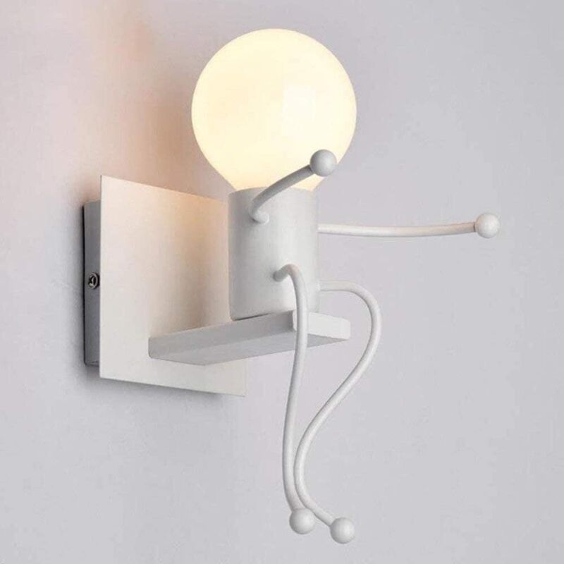 foto del prodotto applique murale creativa vintage, lampada da parete in ferro retr , e27 2 pezzi bianco lampadina non inclusa comely