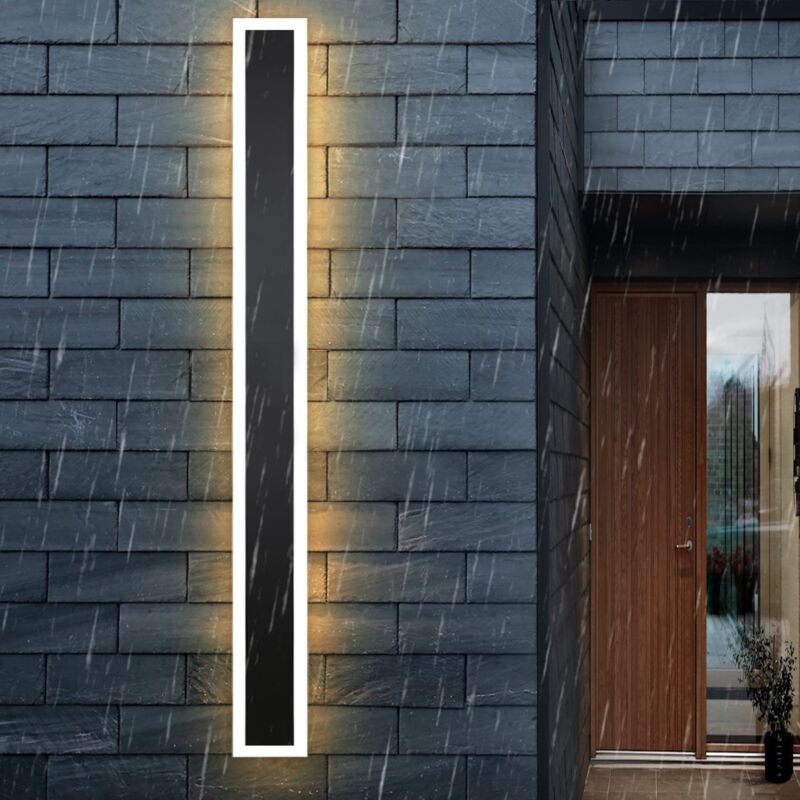 foto del prodotto applique murale d ext rieur led nera di 100 cm, lampada da esterno per villa lunga, impermeabile ip65, luce esterna moderna 21 w, illuminazione