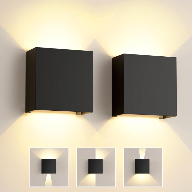 foto del prodotto applique murale int rieure led 6w, 2 pack lampe exterieur murale noire angle de faisceau r glable 3000k blanc chaud ip65 tanche applique murale