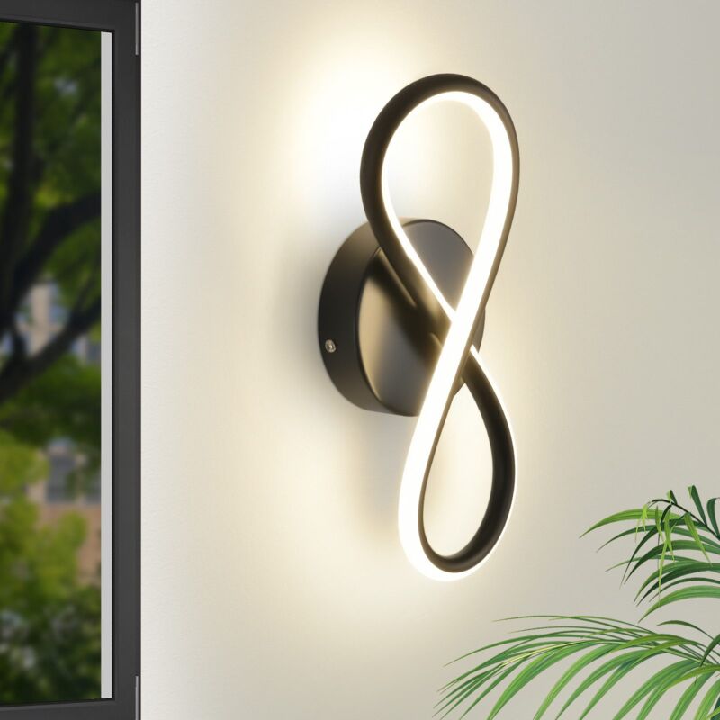 foto del prodotto applique murale led da interno nero applique murale per scala camera salotto corridoio design moderno cool 7w design curvo applique decorative